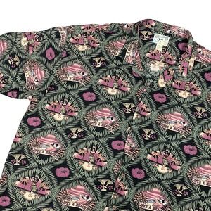 Big Dogs Mens Button Up Shirt 5X Black Tropical Life's A Beach Rayon Hula Print